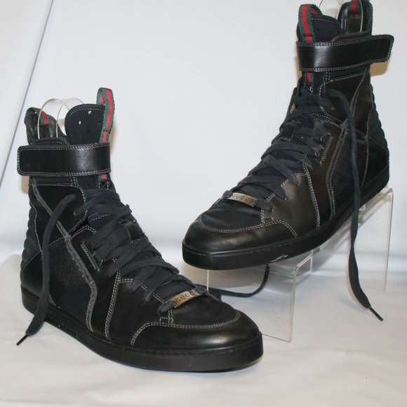 Authentic Gucci Hi-Top Combat Style Sneakers Sport Shoes - Picture 1 of 11